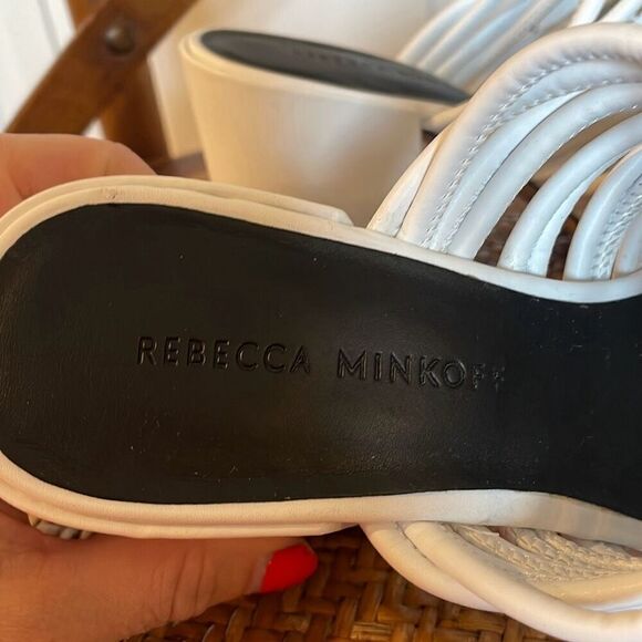 Rebecca Minkoff white knotted strap block heel sandals 6 - Picture 6 of 12